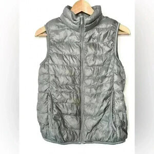 Uniqlo Womens Silver Grey Puffer Cyber Core Hiking Outdoor Camping Vest Small